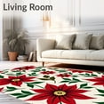 thumbnail image 2 of ODIKA 8'x10' Machine Washable Non-Slip Area Rug, Poinsettia Bloom Floral Christmas Celebration High Traffic Rug with Pad, Red, 623174, 2 of 8