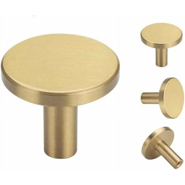 Juego de 4 ganchos de pared de latón cepillado, 32 mm x 35 mm, ganchos dorados para toallas para baño, percheros, perchas para toallas (redondos)