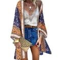 thumbnail image 1 of WISEFIN Women Holiday Bohemia Floral Long Sleeve Cardigan Covers Ups Blouse Tops Size M-5XL, 1 of 2