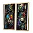 thumbnail image 3 of Designart "Bohemian Cat Cool in Sunglasses I" Animals Cat Framed Wall Art Set Of 2 - Children's Art Green Frame Gallery Set For Office Decor, 3 of 6