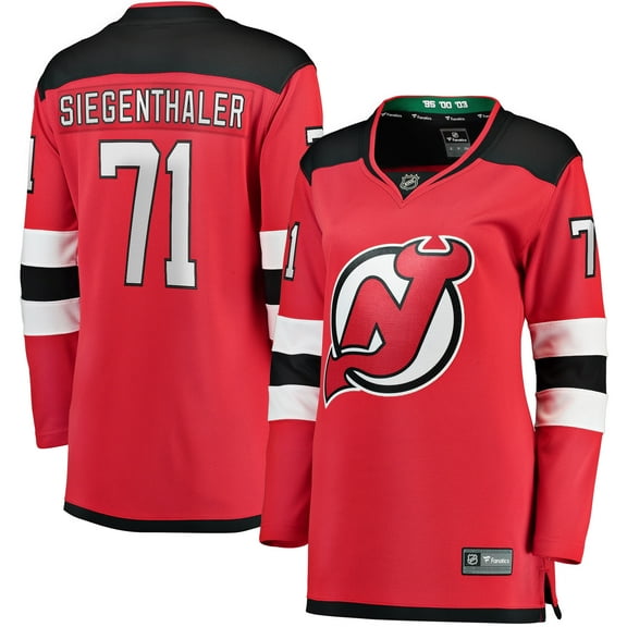 Women's Fanatics Jonas Siegenthaler Red New Jersey Devils Home Breakaway Player Jersey