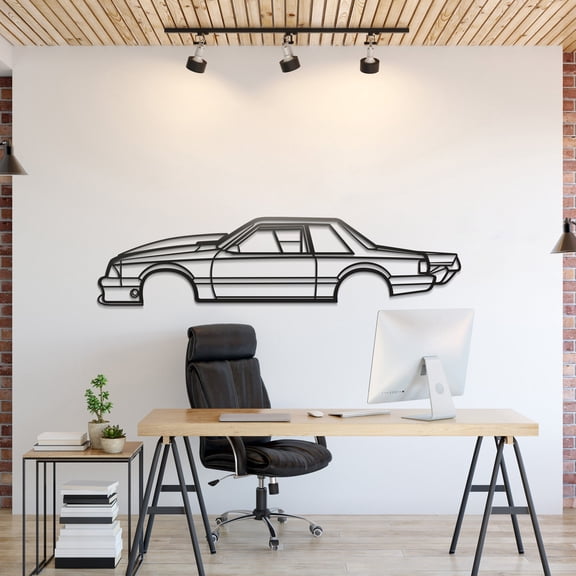 LaModaHome 1989 Mustang Foxbody Drag Version Metal Silhouette Wall Art