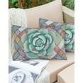 thumbnail image 6 of Pack of 2 Outdoor Pillow Covers, Watercolor Green Tropical Succulent Mandala Pattern Waterproof Square Throw Pillowcase Cushion Decorative Pillow Covers for Couch Patio Tent, 20x12 in, 6 of 6