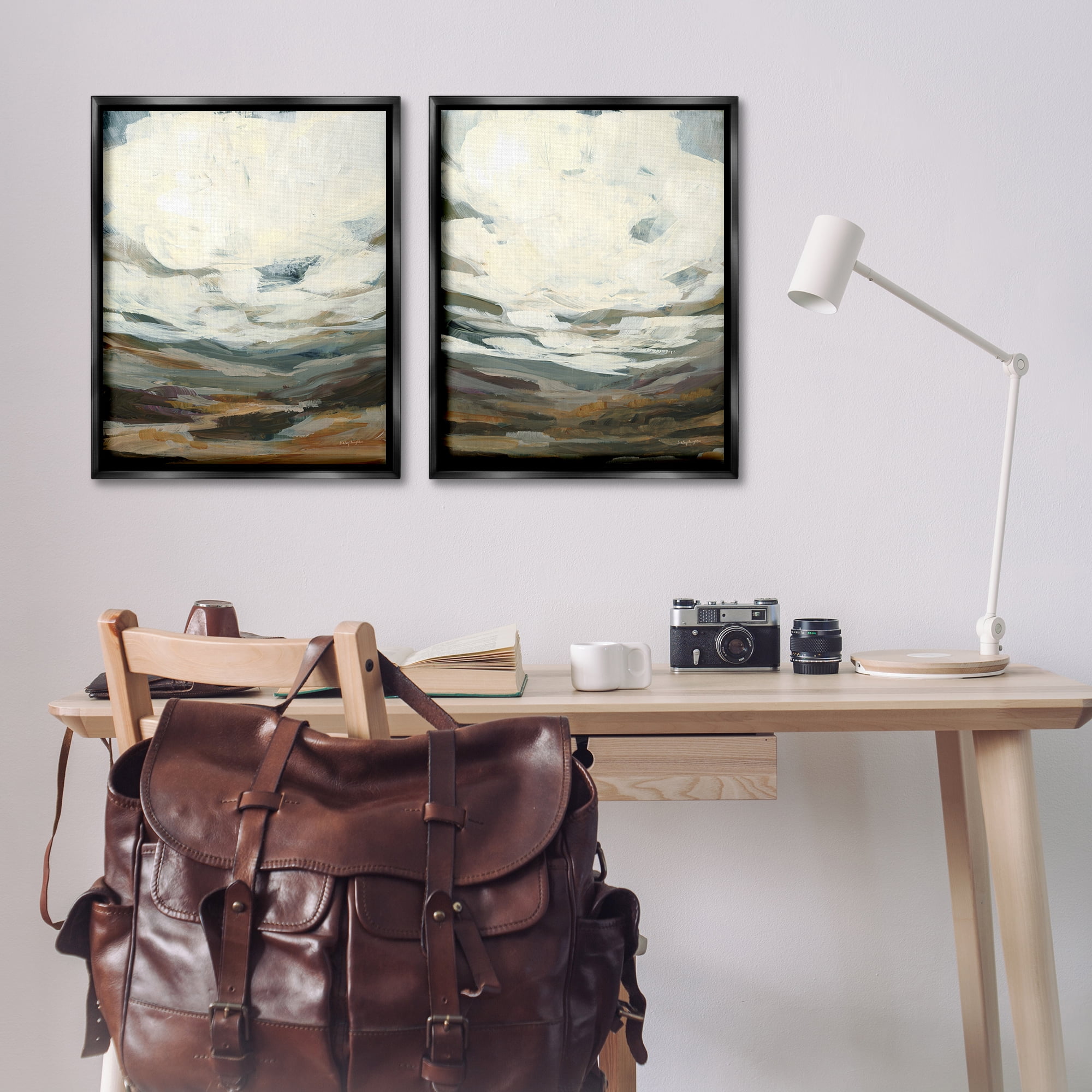 Stupell Industries Overcast Timber Thicket Abstract Painting Black Floater Framed Canvas Art Print Wall Art, 31 x 25, Set of 2