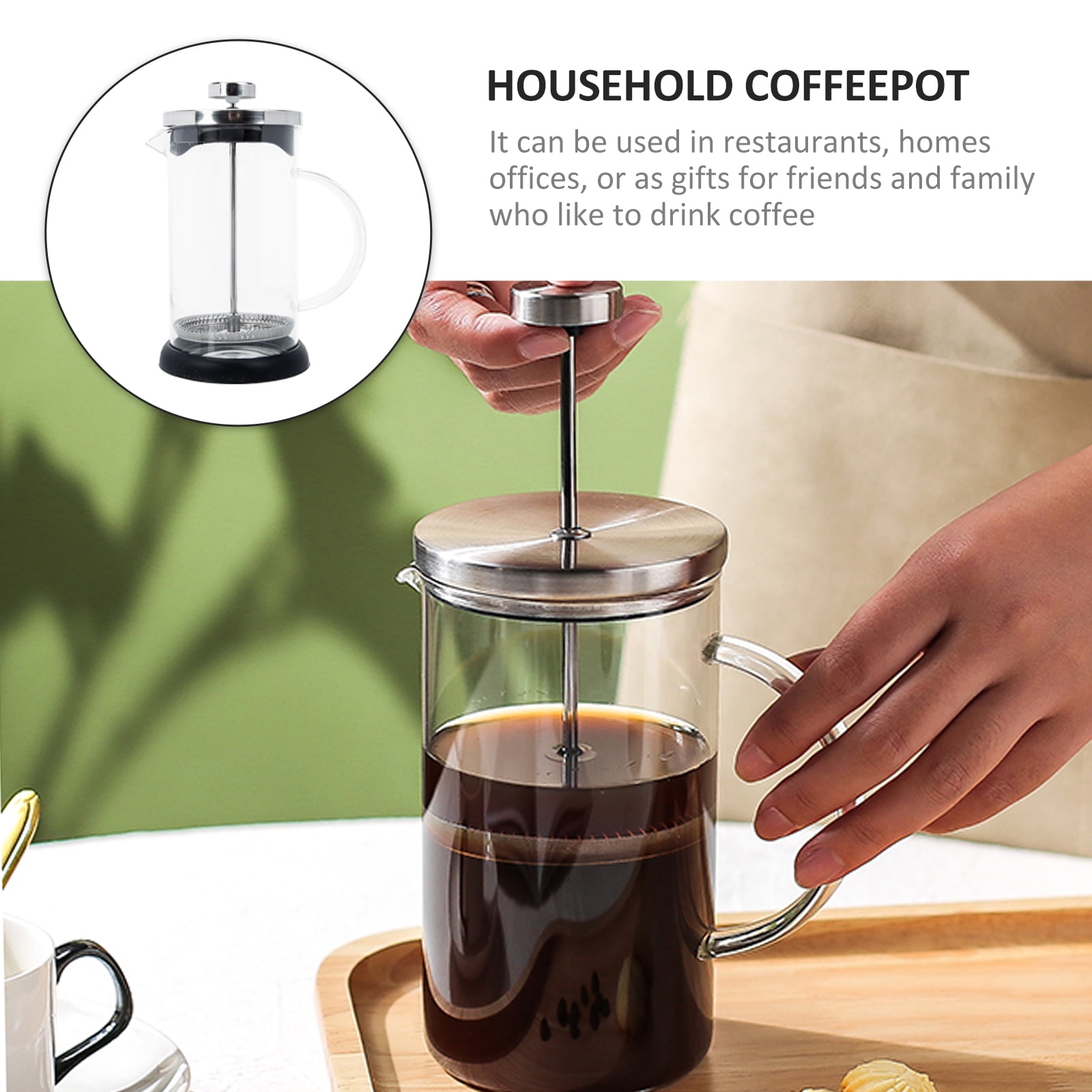 Coffee and Espresso Maker Coffee Glass and Stainless Steel Manual Frother with Press Froth Technology
