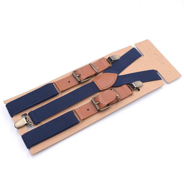 Tirantes de cuero con clip para la espalda de 3 clips, monocromáticos, en forma de Y, estilo adulto, de cuero de 2,5"