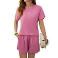 thumbnail image 4 of UVN Summer Pajama Sets For Women Short Sleeve Sleepwear Set Ladies Casual 2 Piece Outfits Lounge Sets, 4 of 10