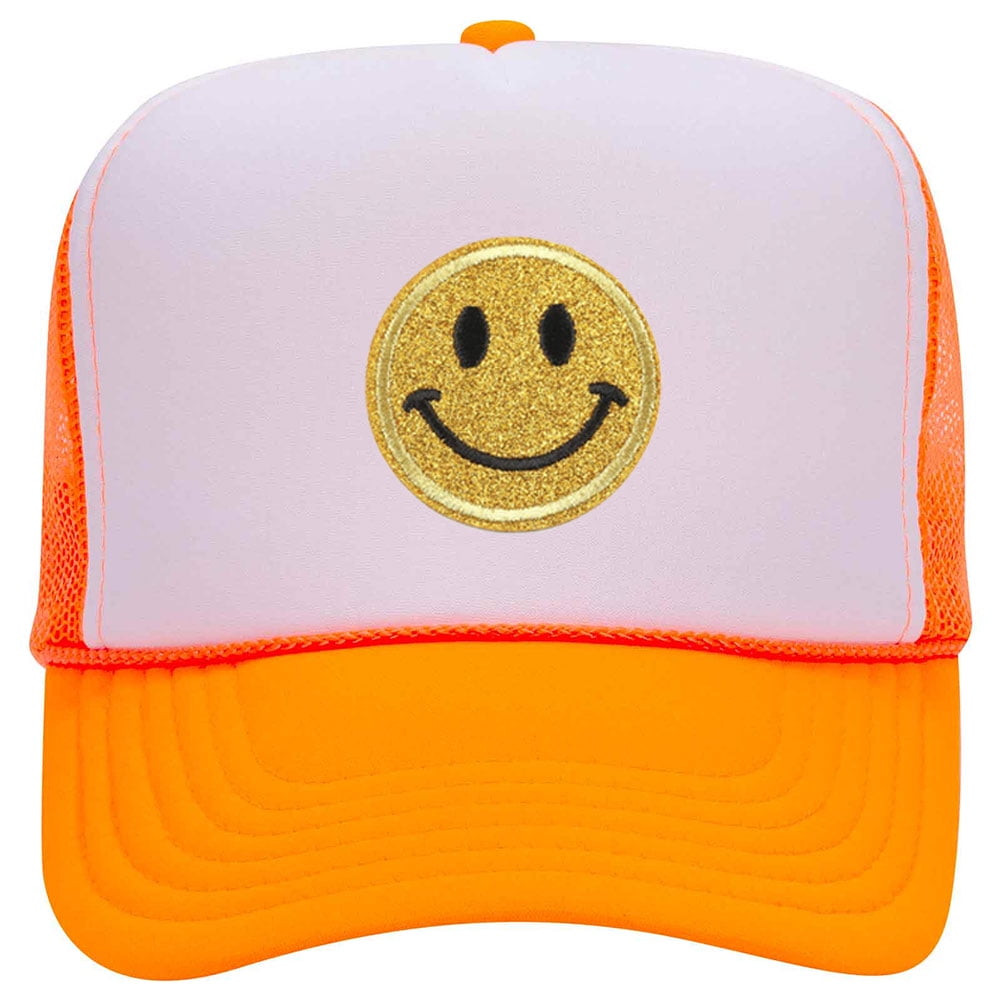 Hubert's Lemonade Logo Black and White Trucker Hat Smiley Face Lemon Cap 