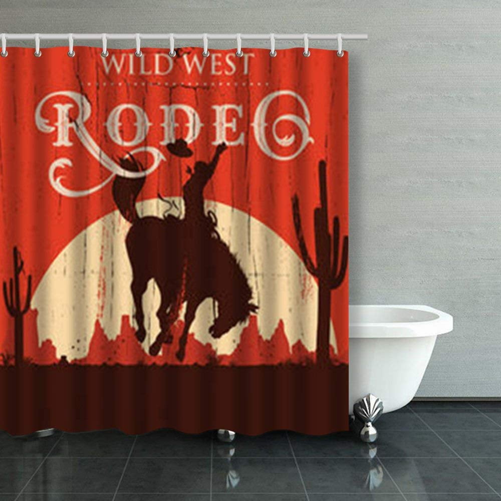 Details about   Western Shower Curtain Old Wild Cowboys Rope Print for Bathroom 