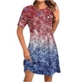 thumbnail image 1 of Vestido Corto para las Mujeres Cuello Redondo Manga Corta Impresa Suéter, Moda Casual Estilo Línea, 1 of 8