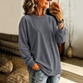 thumbnail image 2 of yillto Womens Long Sleeve Crewneck Sweatshirts Plus Size Loose Casual Solid Color Sweatshirt S-5XL, 2 of 6