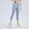 thumbnail image 2 of LYEAA Capri Leggings for Women Elastic Waist Butt Liftings Capri Stretchy Mid Length Solid Workout Pants, 2 of 3