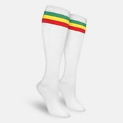 Rasta Stripes on White Women's Long Socks