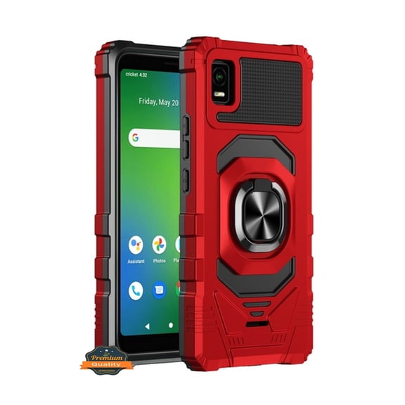 Xpression Phone Case For Samsung Galaxy XCover 7 2024 Hybrid Magnetic Car Mount Ring Kickstand Stand Holder Full-Body Armor Protective [Military Grade] Cover, Red