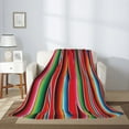 thumbnail image 2 of Disketp Mexican Serape Blanket Stripes Cozy Flannel Fleece Throw Blanket: Has a velvety texture for All Seasons - Perfect for Women, Men, & Kids"40"x30", 2 of 6