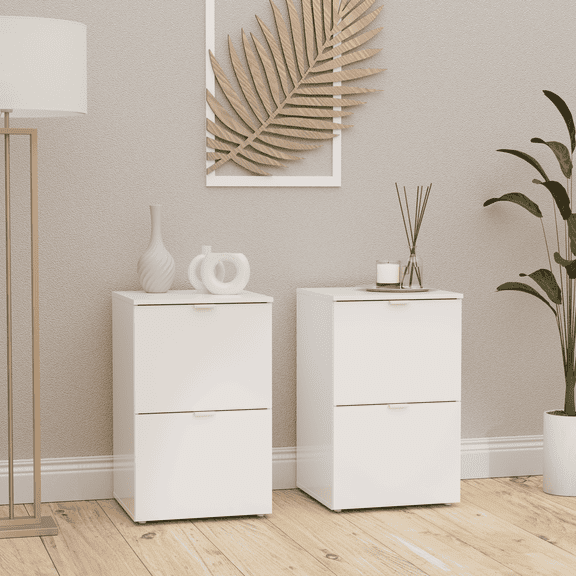 Kappesberg Madison 2-Piece White File Cabinet Set with 2 Drawers – Compact Modern Storage