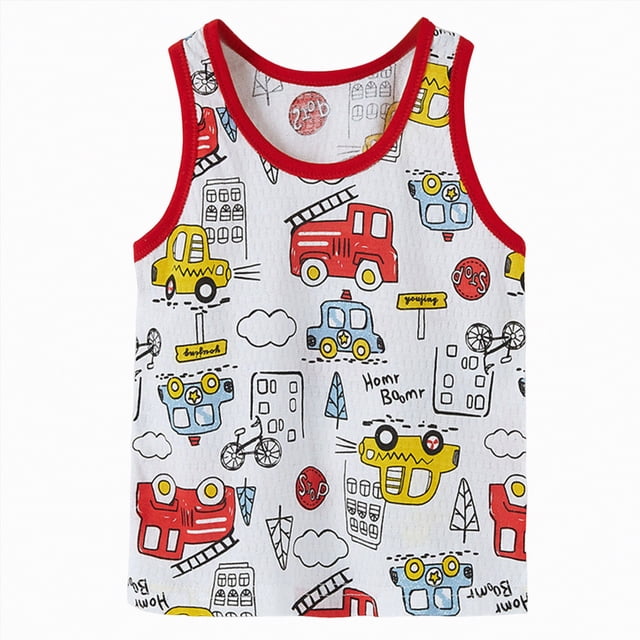 gdxvjhbj Camisoles pour Tout-Petits Garçons Débardeur Sans Manches à Col Rond Décontracté Uni 2T 3T (Rouge, 2-3 Ans)
