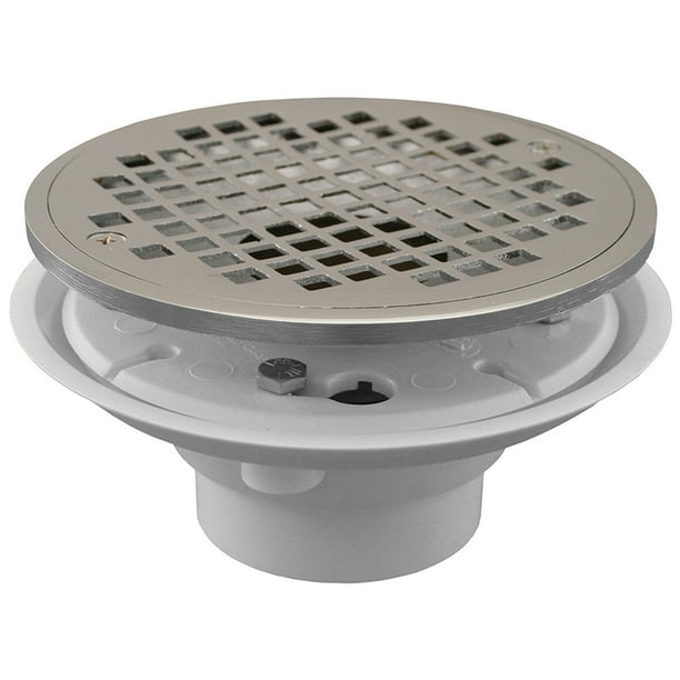 2" x 3" PVC Shower Drain/Floor Drain with Brass Tailpiece and 6" Chrome