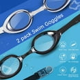Swim Goggles 2 Pack AntiFog Waterproof AntiUV Clear Vision Silicone