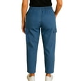 thumbnail image 5 of Turtle Bay New York Women's Elastic Stretch Waist Casual Denim Pull-on Cargo Pants, 5 of 8