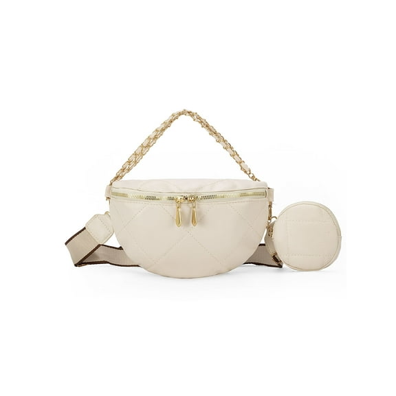 Fanny Packs for Women, Leather Fanny Pack Belt Bag for Women Men with  Zipper Pockets Adjustable Belts  White Fanny Pack Crossbody Fashion Waist Packs for Running Hiking