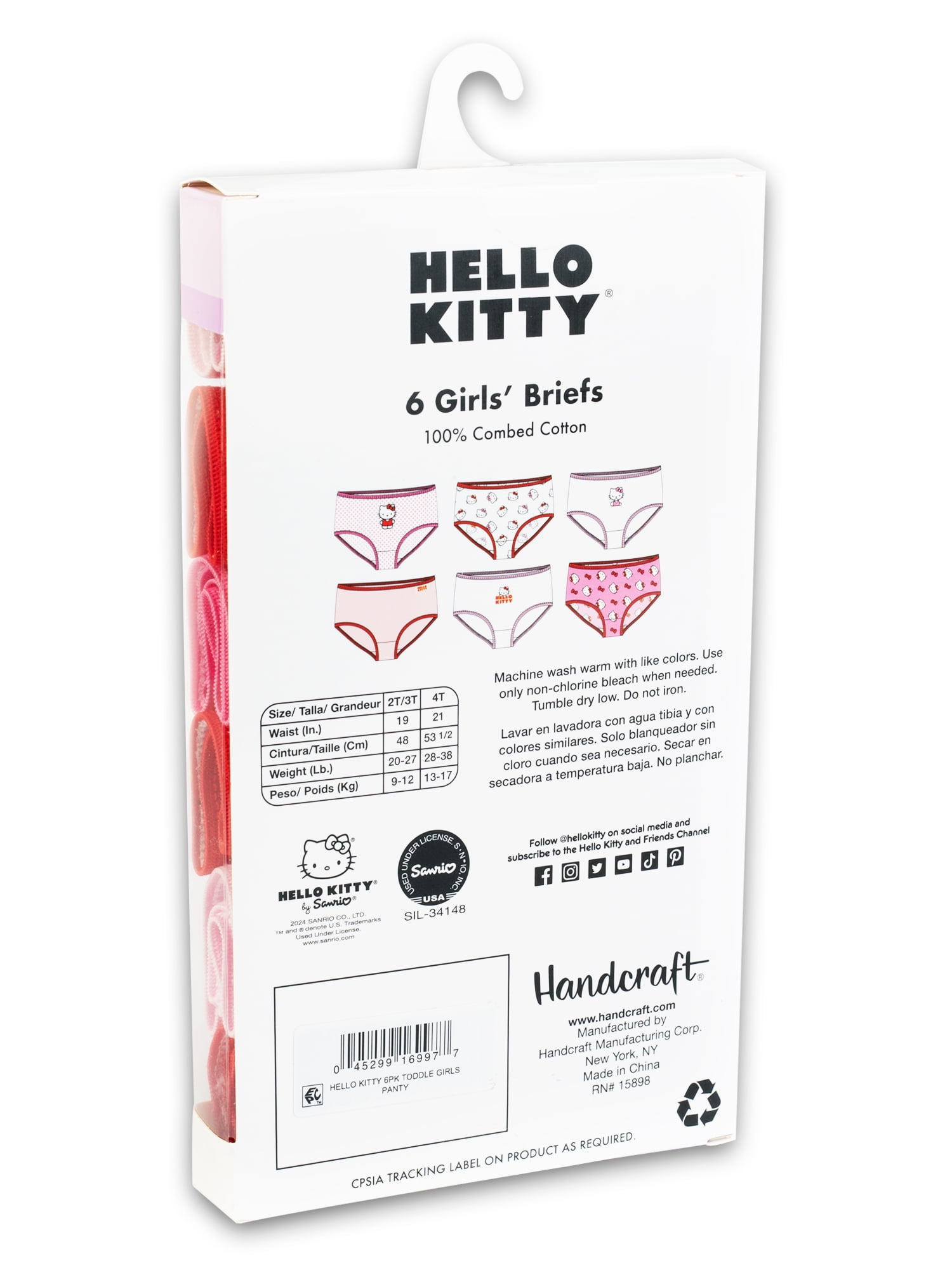 Hello Kitty Toddler Girl Briefs Underpants, 6-pack, Sizes 2T-4T