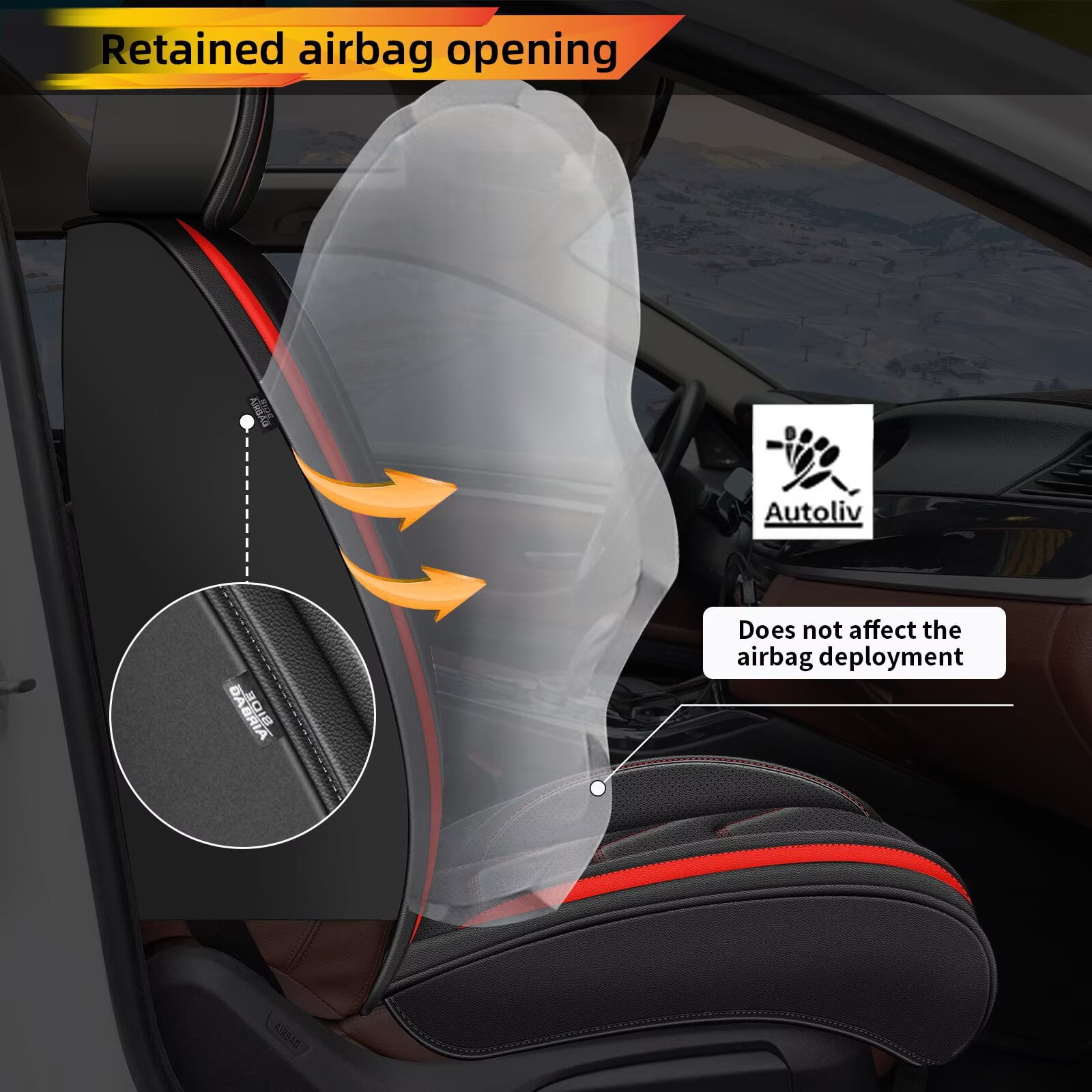 DIKSOAKR 2 Front Seat Car Seat Covers Fit for Buick LaCrosse 2008-2019: Auto Interior Accessories, Waterproof Faux Leather Vehical Car Seat Cushions Cover（Black&Red,2 PCS Front Only）