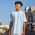 thumbnail image 3 of Dalix Ghost Heavyweight Pigment Dye Tee Short Sleeve Cotton Shirt Mens in Ice Blue M Medium, 3 of 5