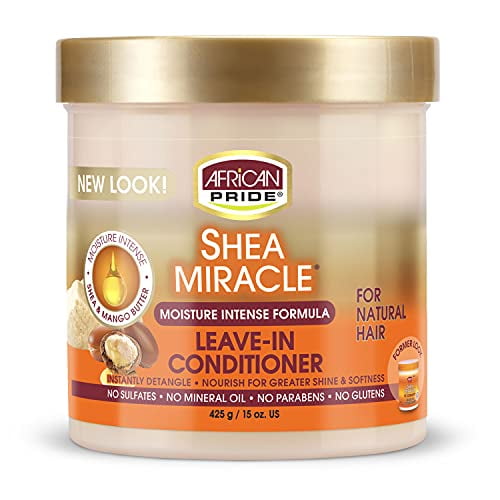 African Pride Shea Miracle Leave In Conditioner - Contains Shea & African Mango Butter to Smooth Curls, Coils & Waves, Nourishes Hair, 15 oz