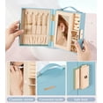 thumbnail image 5 of VigorPro Travel Portable Jewelry Box with Mirror, PU Leather Small Organizer for Girls Women Teen (Tiffany Blue), 5 of 9