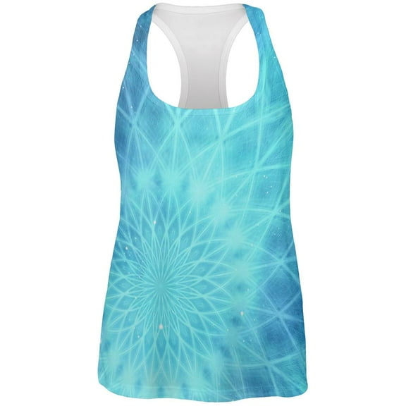 Jack Frost Snowflake Fractal Mandala All Over Womens Work Out Tank Top Multi SM