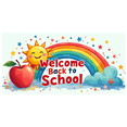 thumbnail image 3 of Colorful Welcome Back to School Banner, with Sun Apple Pencils and Rainbows, Backdrop for School Opening Party Classroom Decorations School Events Photography Props, 3 of 4