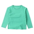 thumbnail image 2 of Shirts for Kids 2-15 Years Unisex Long Sleeve Crew Neck Solid Color Pullover Blouses Lightweight Active Outdoor Breathable Sports Fashion T-shirts Tops For Children Tween Green, 2 of 4