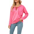 thumbnail image 1 of Sudadera con capucha de manga larga con cuello en V, sudadera holgada y agradable para la piel, para mujer, para ir de compras en casa, rosa, L, 1 of 6