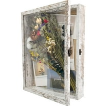 White Shadow Box Frame Real Glass Window Door with Hinge 11 x 14