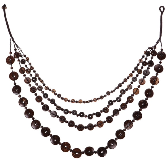SHISUYAN Coconut Shell Wood Bead Necklace For Women Jewelry Handmade Beaded Long Necklace Retro Statement Necklace Vintage Multi Necklace Brown Beaded Necklace