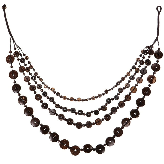 Collar de cuentas de madera de cáscara de coco para mujer, joyería hecha a mano, collar largo de cuentas, collar llamativo retro, collar vintage multicapa, collar de cuentas marrones