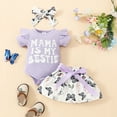 thumbnail image 2 of Zanarzt Baby Girl Romper Baby Girl Clothes Romper Short Skirt with Headband Outfits Set Purple,9-12 Months, 2 of 7