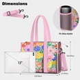 thumbnail image 5 of Teacher Tote Bag,Pioneer Flower Floral Print Pattern Teacher Utility Tote Bag,Large Work Tote Bags for Women with Multiple Pockets,Top Zipper Closure,13.8x10.6x6.7 Inch, 5 of 5