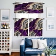thumbnail image 2 of Purple Marble Kitchen Curtains Sets for Windows 24 Inch Length, Grey Gold Texture Vintage Farmhouse Art Rod Pocket Window Treatments Tier Curtains and Valances Set for Bedroom/Bathroom, 2 of 8