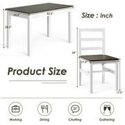 Costway 5pcs Dining Set Solid Wood Compact Kitchen Table & 4 Chairs Modern