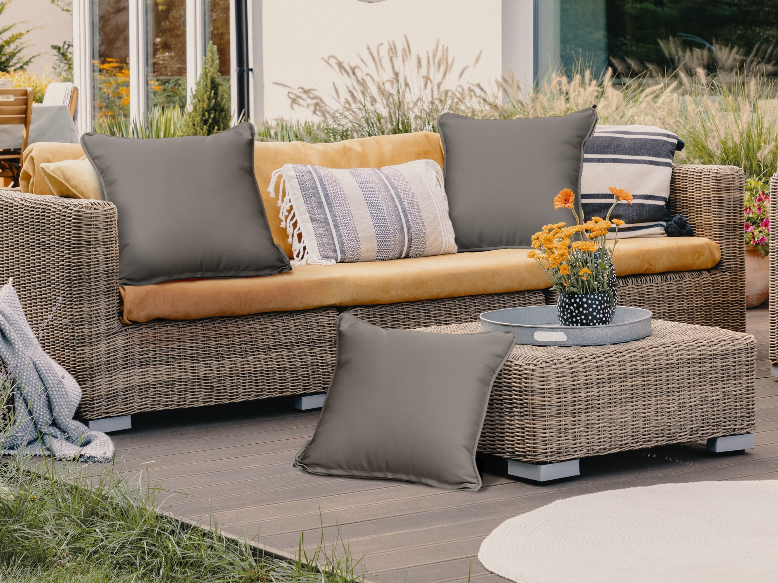Covermates Throw Pillow - Weather Resistant, Full Side Zipper, LuxeGuard Collection, Dove