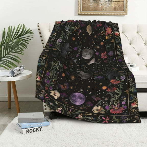 Boho Galaxy Flannel Fleece Blanket, Soft Warm Decorative Throw for Home Couch or Bed, Unique Gift for Family Friends and Cozy Living