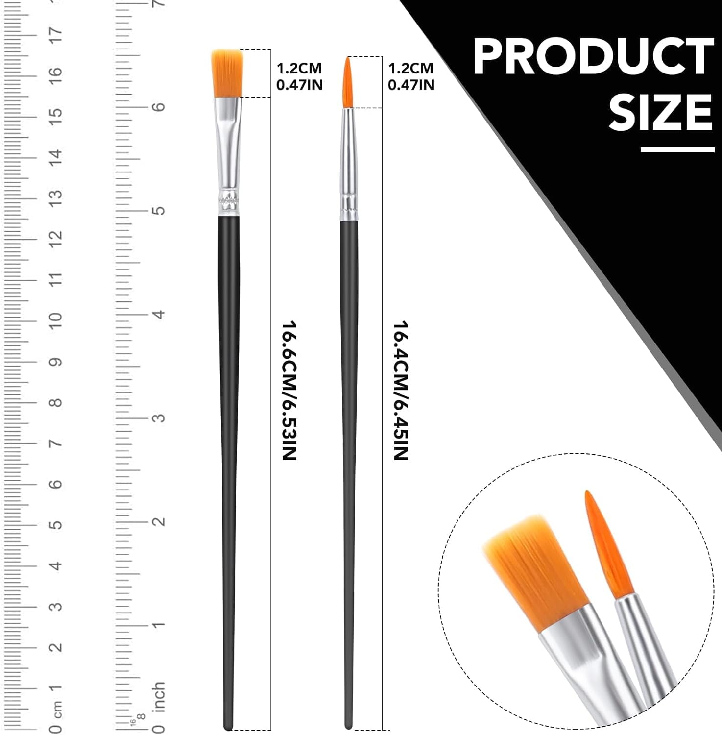 Small Paint Brushes Bulk,200 Pcs Black Nylon Hair Paint Brushes with Flat and Round Pointed Acrylic Paint Brush Kits,craft paint brushes for oil watercolor Face Artist And Kids Professional Kits