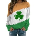 thumbnail image 2 of Jacenvly Women Casual St. Patrick'S Day T Shirt Ladies Green O-Neck Jumper Long Sleeves Blouse Shamrock Ireland Clover Tops New Style Birthday Gifts for Women Items for Women, Sweaters, 2 of 3