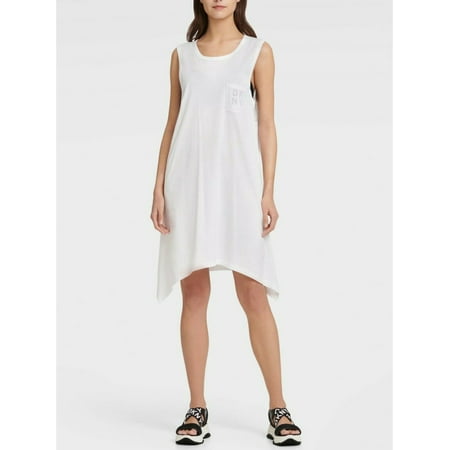 DKNY Womens White Sleeveless Scoop Neck Above The Knee Trapeze Dress Size: L\XL