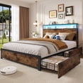 thumbnail image 7 of Bolvdo Full Size Bed Frame with Bookcase Headboard, Charging Station & Storage Drawers, Heavy-Duty Metal Support, Vintage Brown, 7 of 7