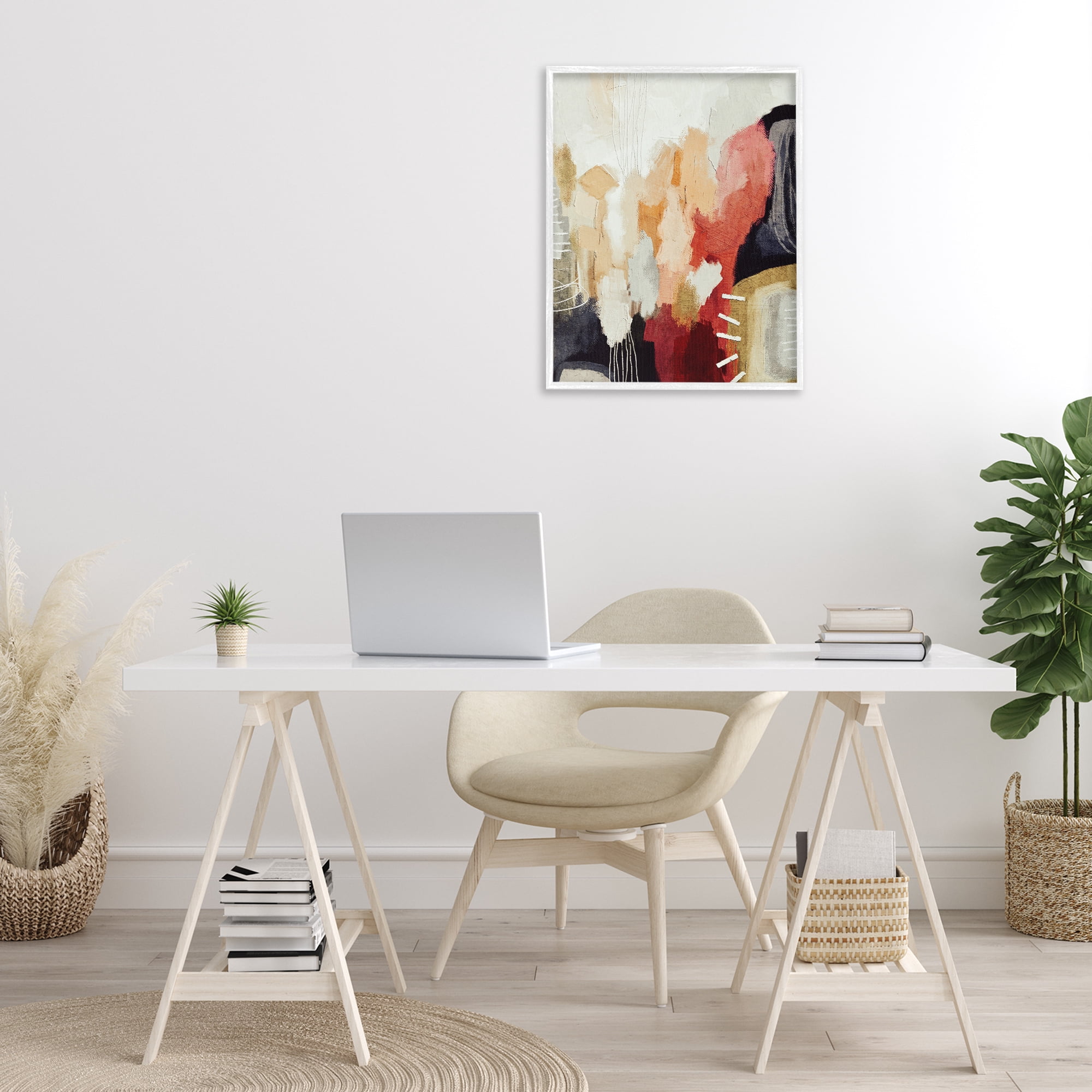 Stupell Industries Abstract Tan Southwestern Abstract Painting White Framed Art Print Wall Art, 24 x 30