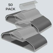 SONGMICS 50 Pack Coat Hangers Non-Slip 360 Swivel Hook Plastic Hanger Space Saving Light Gray and Dark Gray