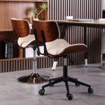thumbnail image 4 of PU Leather Computer Chair Home Office Chair Lift Swivel Armless Study Comfortable Simple Backrest Seat Bedroom Dormitory Chair My Lux Decor Round, 4 of 14
